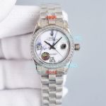 Swiss Clone Rolex Datejust 28mm Watch White Marble Dial Diamond Bezel